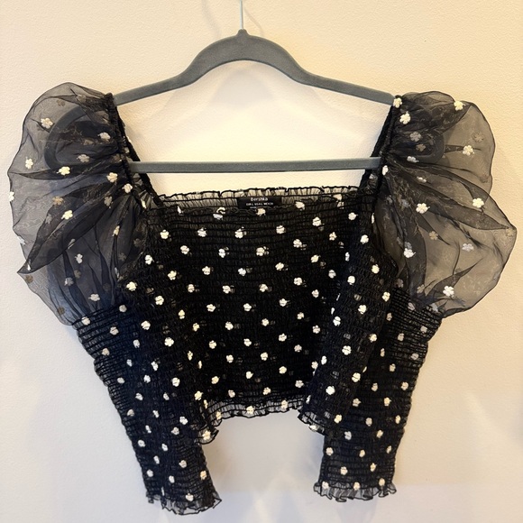 Bershka black off shoulder crop top with flare - Picture 7 of 7